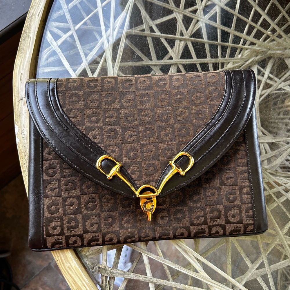 Chic Brown Clutch with Gold Buckles